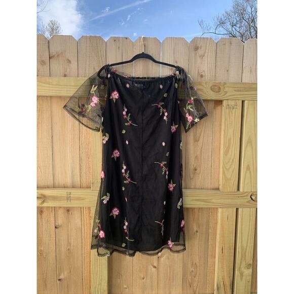 MLLE GABRIELLE floral summer day beach dress Sz XL black sheer embroidered‎ - Picture 6 of 7